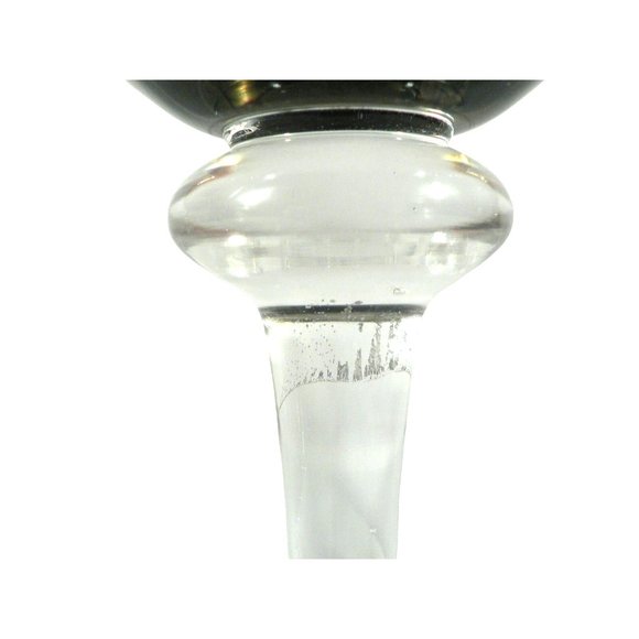 Wine Glass Goblet Smoked Gray Clear Stem Set of 4 Vintage Glassware 10" - Picture 14 of 15